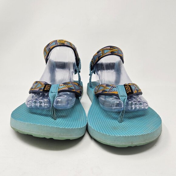 Teva Womens Size 10 Light Blue Aztec Original Ankle Strap Thong Sandals 1003986 - Picture 4 of 13
